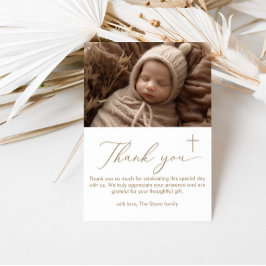 ミニマモダンリストの洗礼写真サンキューカード サンキューカード
