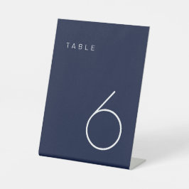 ミニマモダンリストの海軍と白のテーブル番号テーブル 台座サイン