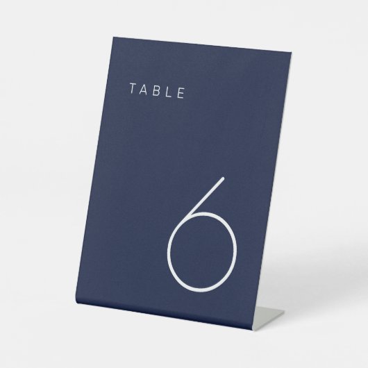 ミニマモダンリストの海軍と白のテーブル番号テーブル 台座サイン (正面)