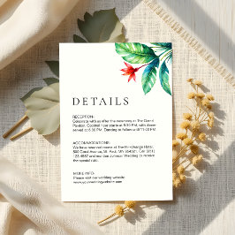 ミニマモダンリストの熱帯の緑の結婚葉 エンクロージャーカード