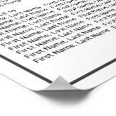 ミニマモダンリストの白い座席表20表 ポスター (角)