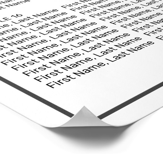 ミニマモダンリストの白い座席表20表 ポスター (角)