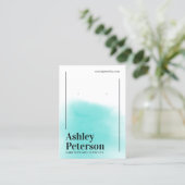 ミニマモダンリストの白い青いフォントのイヤリングディスプレイ 名刺 (スタンド正面)