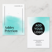 ミニマモダンリストの白い青いフォントのイヤリングディスプレイ 名刺 (正面/裏面)