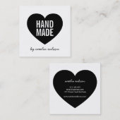 ミニマモダンリストの白と黒の手作りハート スクエア名刺 (正面/裏面)