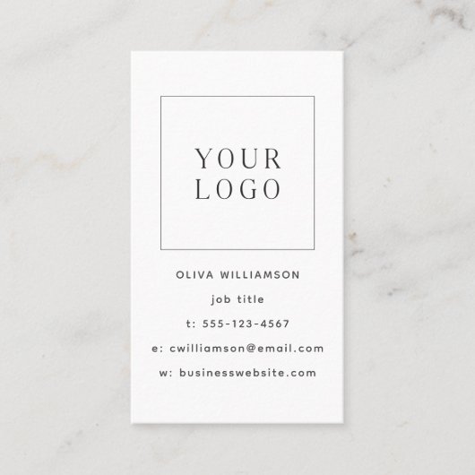 ミニマモダンリストの白の垂直ロゴQRコード 名刺 (正面)