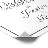 ミニマモダンリストの白結婚黒の歓迎サイン ポスター (角)