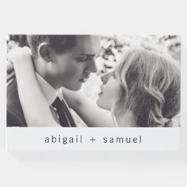 ミニマモダンリストの白黒の写真結婚 ゲストブック