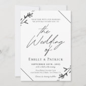 ミニマモダンリストの白黒の写真結婚 招待状 (正面)