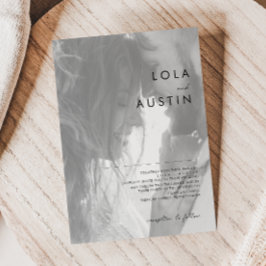 ミニマモダンリストの白黒の写真結婚 招待状