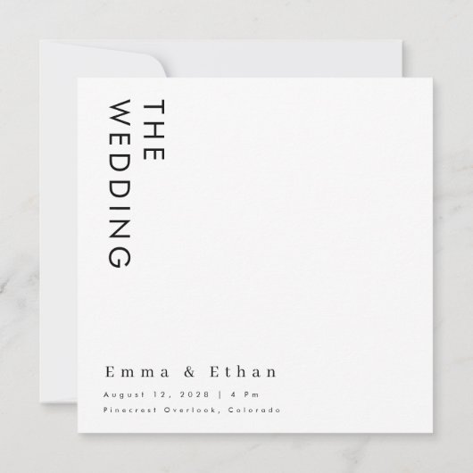 ミニマモダンリストの白黒の写真結婚 招待状 (裏面)