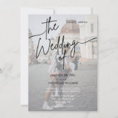 ミニマモダンリストの白黒の写真結婚 招待状 (正面)