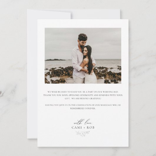 ミニマモダンリストの白黒の書結婚道 サンキューカード (裏面)