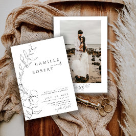 ミニマモダンリストの白黒の書結婚道 招待状