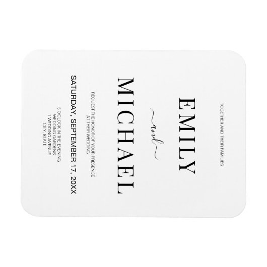 ミニマモダンリストの白黒の結婚インビタティ マグネット (横)