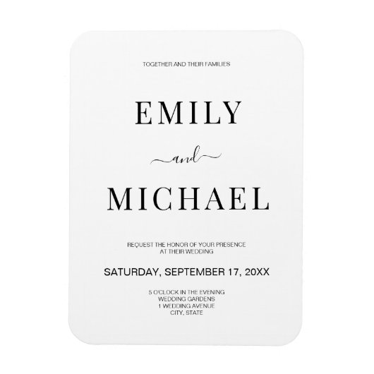 ミニマモダンリストの白黒の結婚インビタティ マグネット (縦)