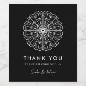 ミニマモダンリストの白黒の花 ワインラベル (シングルラベル)