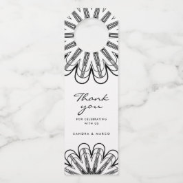 ミニマモダンリストの白黒フローラ ボトルネックタグ