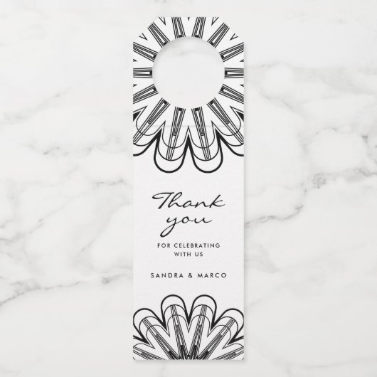 ミニマモダンリストの白黒フローラ ボトルネックタグ (正面)