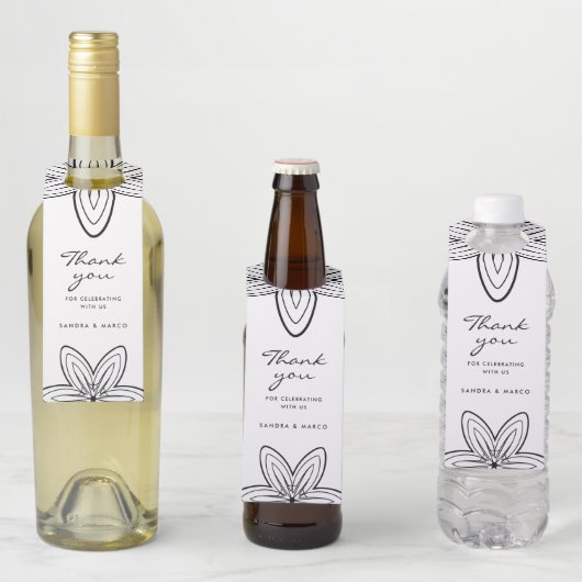 ミニマモダンリストの白黒フローラ ボトルネックタグ (インサイチュ)