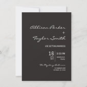 ミニマモダンリストの白黒ミックスフォント結婚 招待状 (正面)