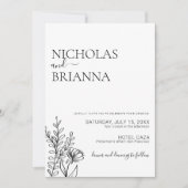 ミニマモダンリストの白黒結婚の写真 招待状 (正面)