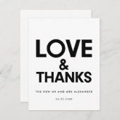 ミニマモダンリストの白黒結婚の サンキューカード (正面/裏面)