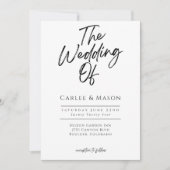 ミニマモダンリストの白黒結婚の 招待状 (正面)