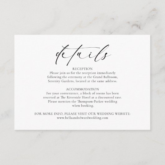 ミニマモダンリストの白黒結婚詳細 エンクロージャーカード (正面)