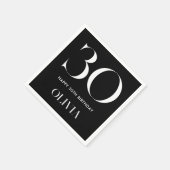 ミニマモダンリストの白黒30歳の誕生日 スタンダードカクテルナプキン (角)