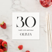 ミニマモダンリストの白黒30歳の誕生日 スタンダードカクテルナプキン (インサイチュ)