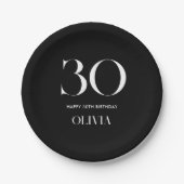 ミニマモダンリストの白黒30歳の誕生日 ペーパープレート (正面)