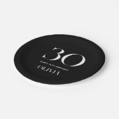 ミニマモダンリストの白黒30歳の誕生日 ペーパープレート (アングル)