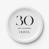 ミニマモダンリストの白黒30歳の誕生日 ペーパープレート (正面)