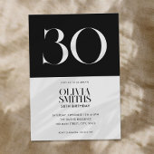 ミニマモダンリストの白黒30歳の誕生日 招待状