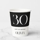 ミニマモダンリストの白黒30歳の誕生日 紙コップ (裏面)