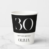 ミニマモダンリストの白黒30歳の誕生日 紙コップ (正面)