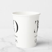 ミニマモダンリストの白黒30歳の誕生日 紙コップ (右)