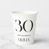 ミニマモダンリストの白黒30歳の誕生日 紙コップ (正面)