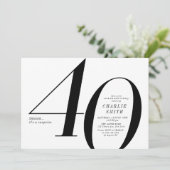 ミニマモダンリストの白黒40歳の誕生日 招待状 (スタンド正面)