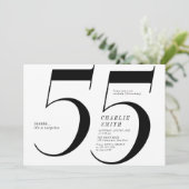 ミニマモダンリストの白黒55歳の誕生日 招待状 (スタンド正面)