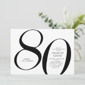 ミニマモダンリストの白黒80歳の誕生日 招待状 (スタンド正面)