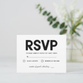 ミニマモダンリストの白黒RSVP ポストカード (スタンド正面)