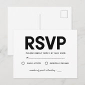 ミニマモダンリストの白黒RSVP ポストカード (正面/裏面)