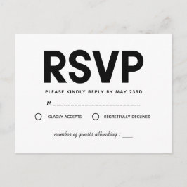 ミニマモダンリストの白黒RSVP ポストカード