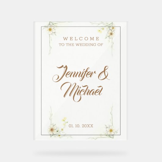 ミニマモダンリストの結婚かわいい アクリルサイン (正面)