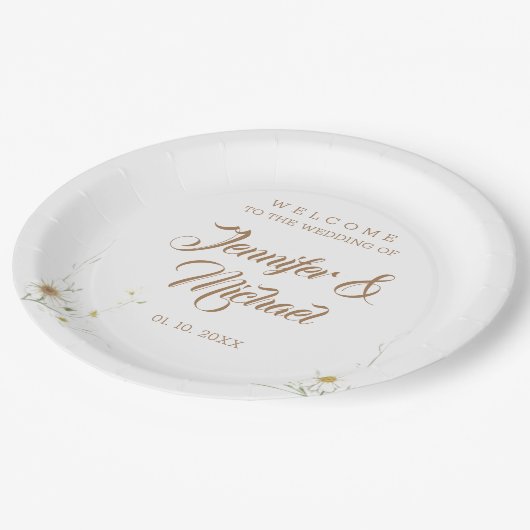 ミニマモダンリストの結婚かわいい ペーパープレート (アングル)