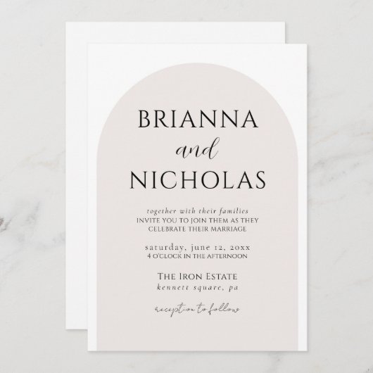 ミニマモダンリストの結婚アーチ 招待状 (正面/裏面)