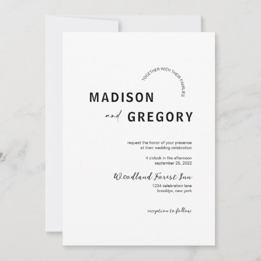 ミニマモダンリストの結婚アーチ 招待状 (正面)