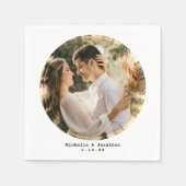 ミニマモダンリストの結婚カップルの写真 スタンダードカクテルナプキン (正面)